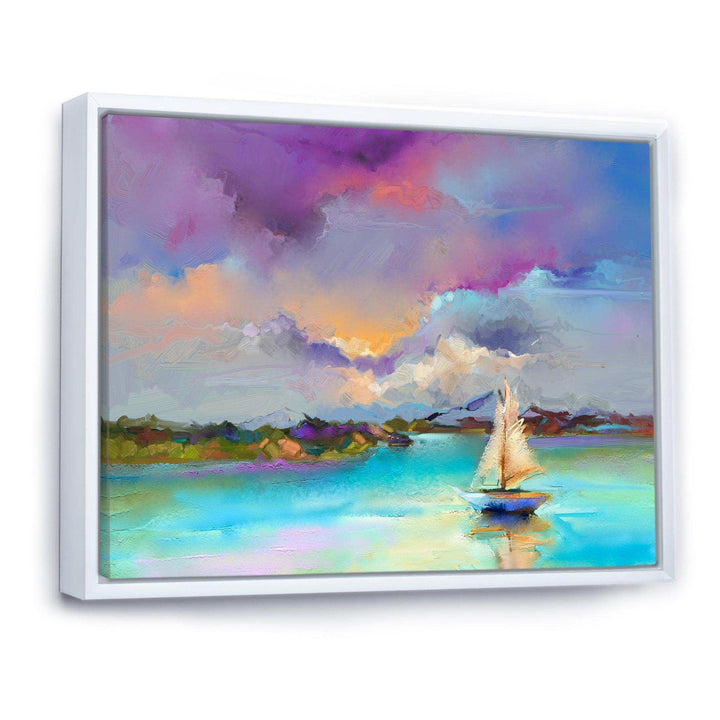 Impressionist Seascape With Little Ships III - Modern Canvas Wall Art
