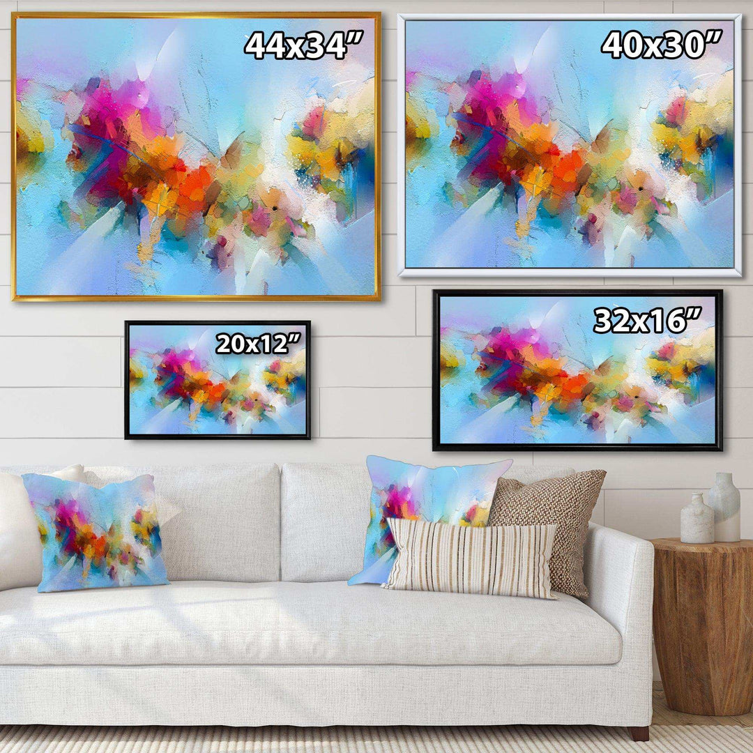 Purple Yellow And Blue Abstract Flower Compostion II - Farmhouse Wall Art Prints