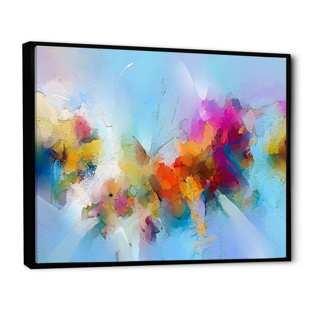 Purple Yellow And Blue Abstract Flower Compostion II - Farmhouse Wall Art Prints