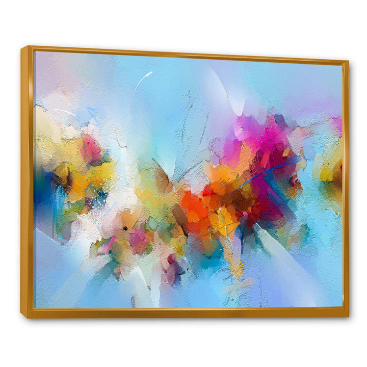 Purple Yellow And Blue Abstract Flower Compostion II - Farmhouse Wall Art Prints