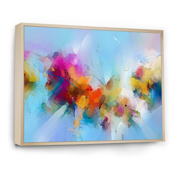Purple Yellow And Blue Abstract Flower Compostion II - Farmhouse Wall Art Prints