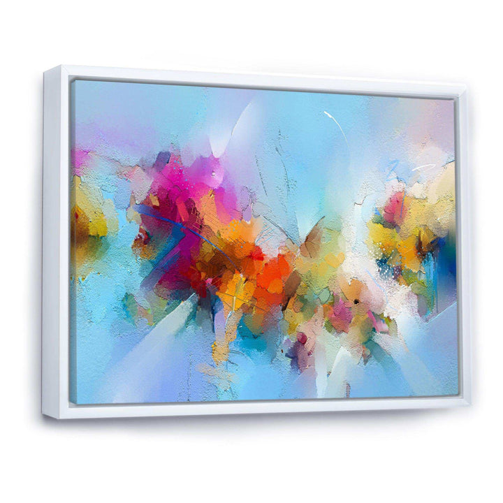 Purple Yellow And Blue Abstract Flower Compostion II - Farmhouse Wall Art Prints