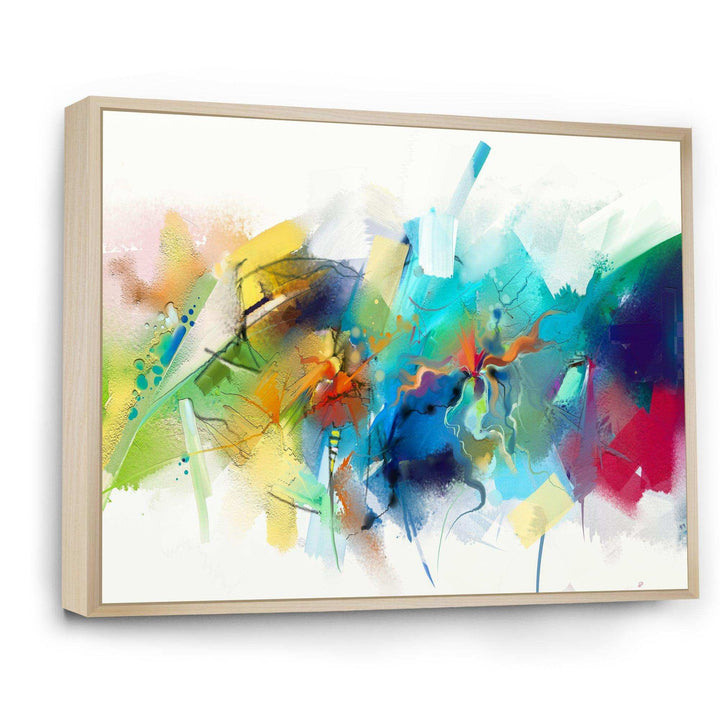 Turquoise Story With Touches Of Yellow And Red - Modern Bedroom Wall Art