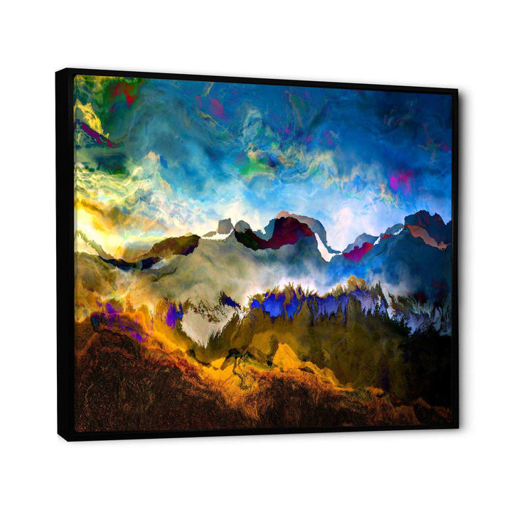 Mountainscape With Dark Blue Dark - Farmhouse Living Room Wall Decor