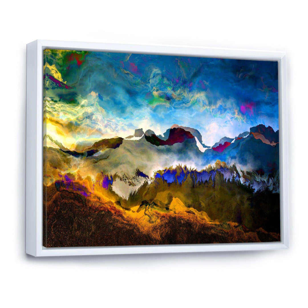 Mountainscape With Dark Blue Dark - Farmhouse Living Room Wall Decor