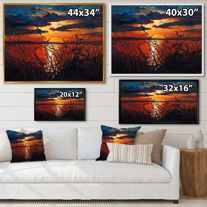 Romantic Sunset By Lakeside