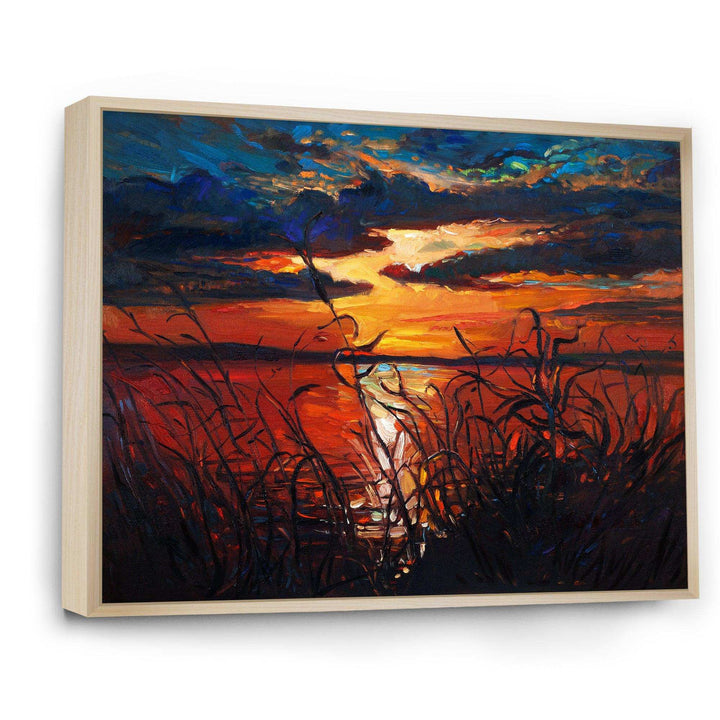 Romantic Sunset By Lakeside