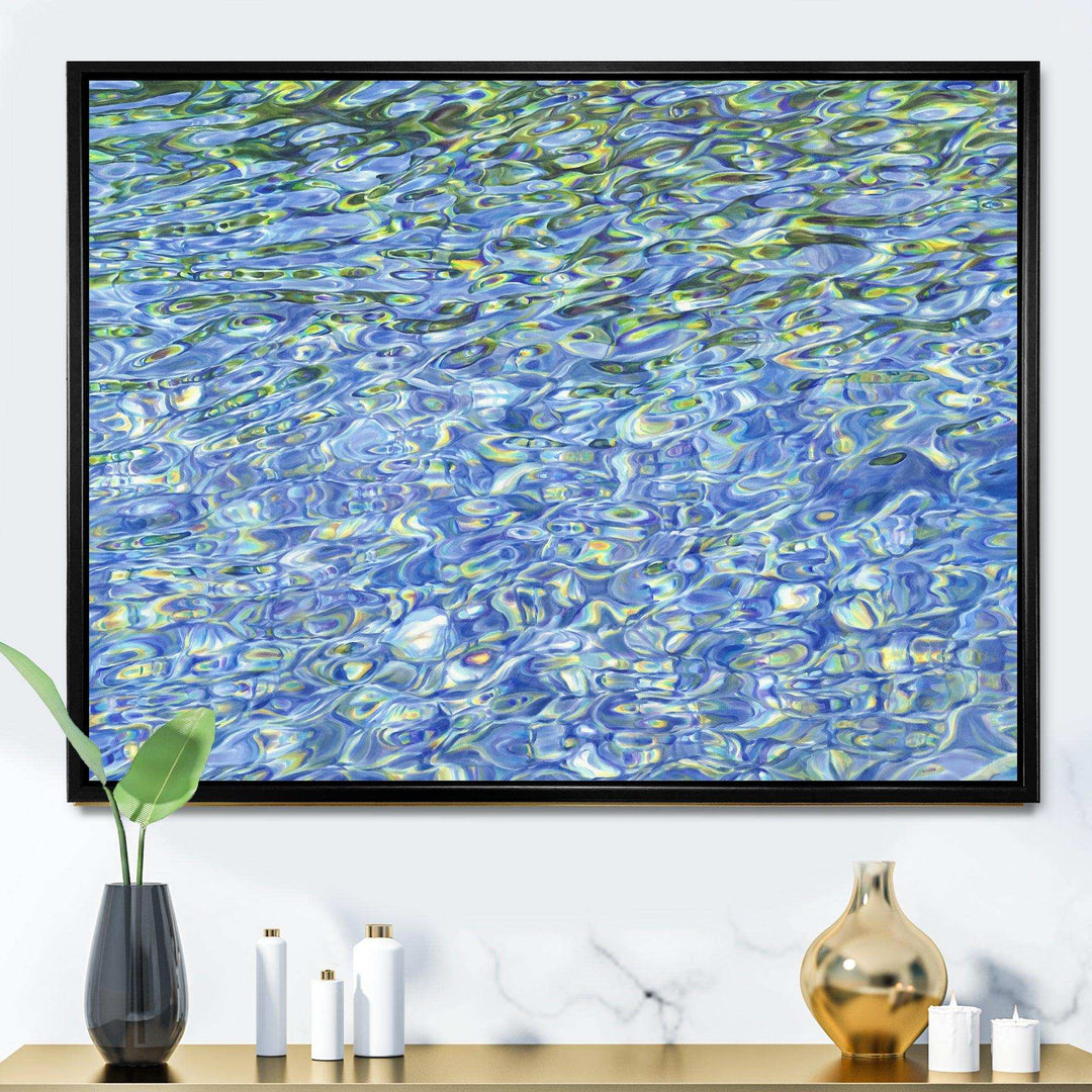 Sunny Water With Transparent Waves Reflecting Gentle Sunshine II - Modern Bedroom Wall Art