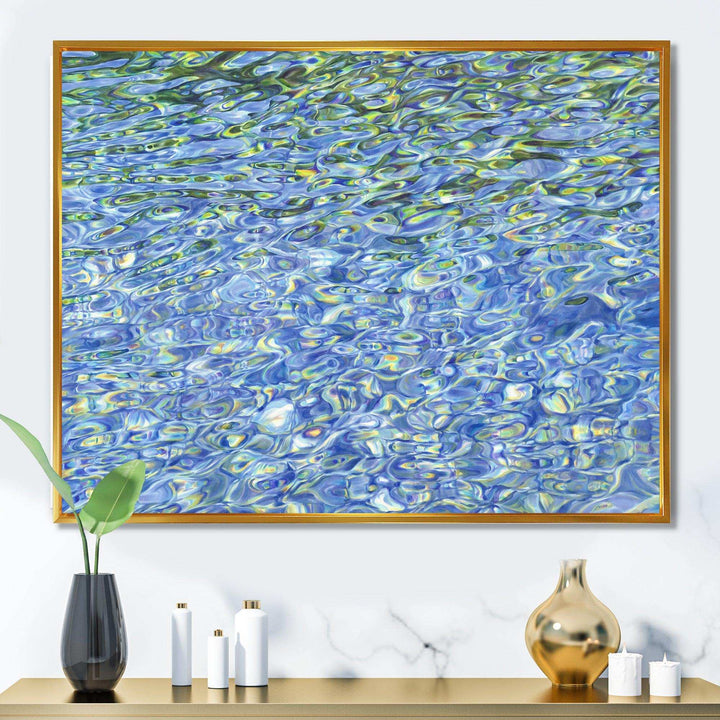 Sunny Water With Transparent Waves Reflecting Gentle Sunshine II - Modern Bedroom Wall Art