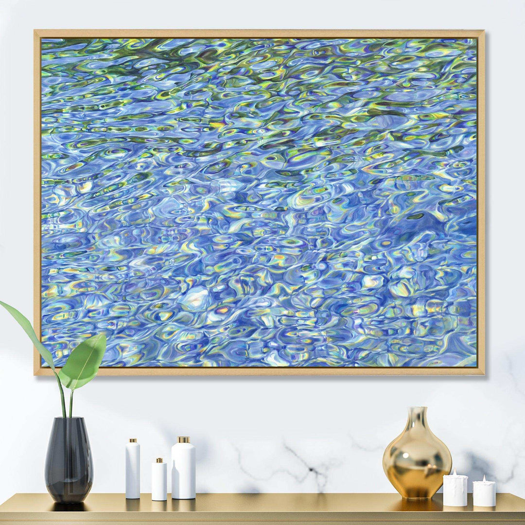 Sunny Water With Transparent Waves Reflecting Gentle Sunshine II - Modern Bedroom Wall Art