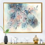 White Sakura Flower Blossom On Pastel Blue Background