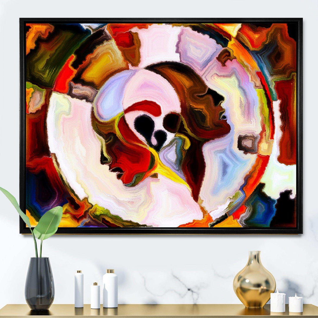 Union Of Male And Female Faces III - Modern Canvas Wall Art