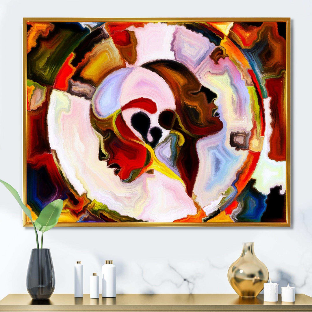 Union Of Male And Female Faces III - Modern Canvas Wall Art