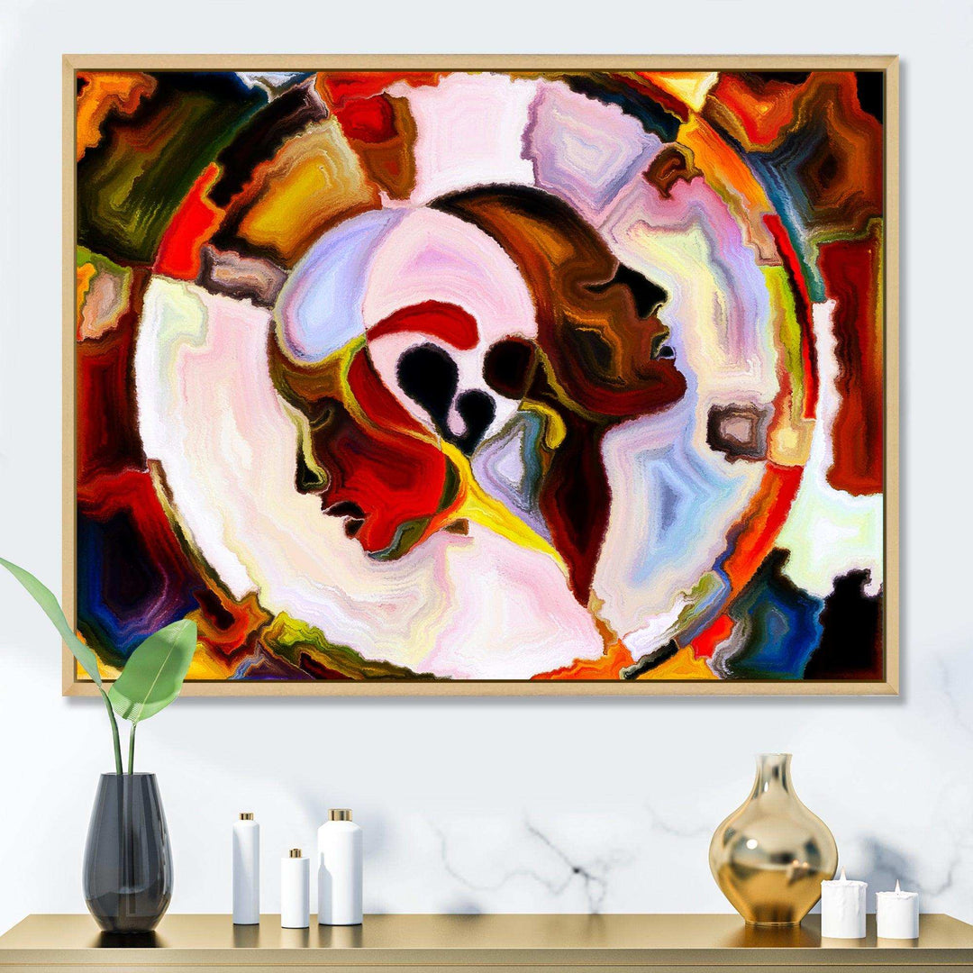 Union Of Male And Female Faces III - Modern Canvas Wall Art