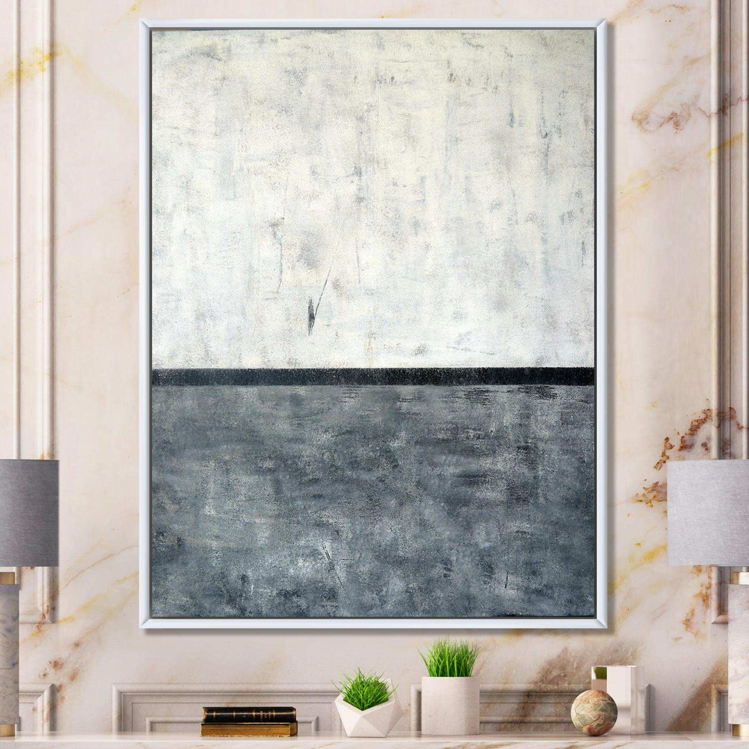 Grey and White Abstract Art - Modern Bedroom Wall Art