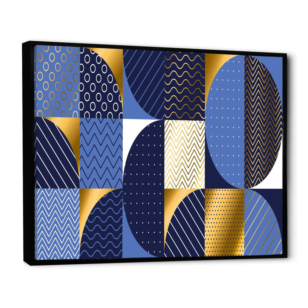 Retro Luxury Waves In Gold and Blue IV - Canvas Wall Art