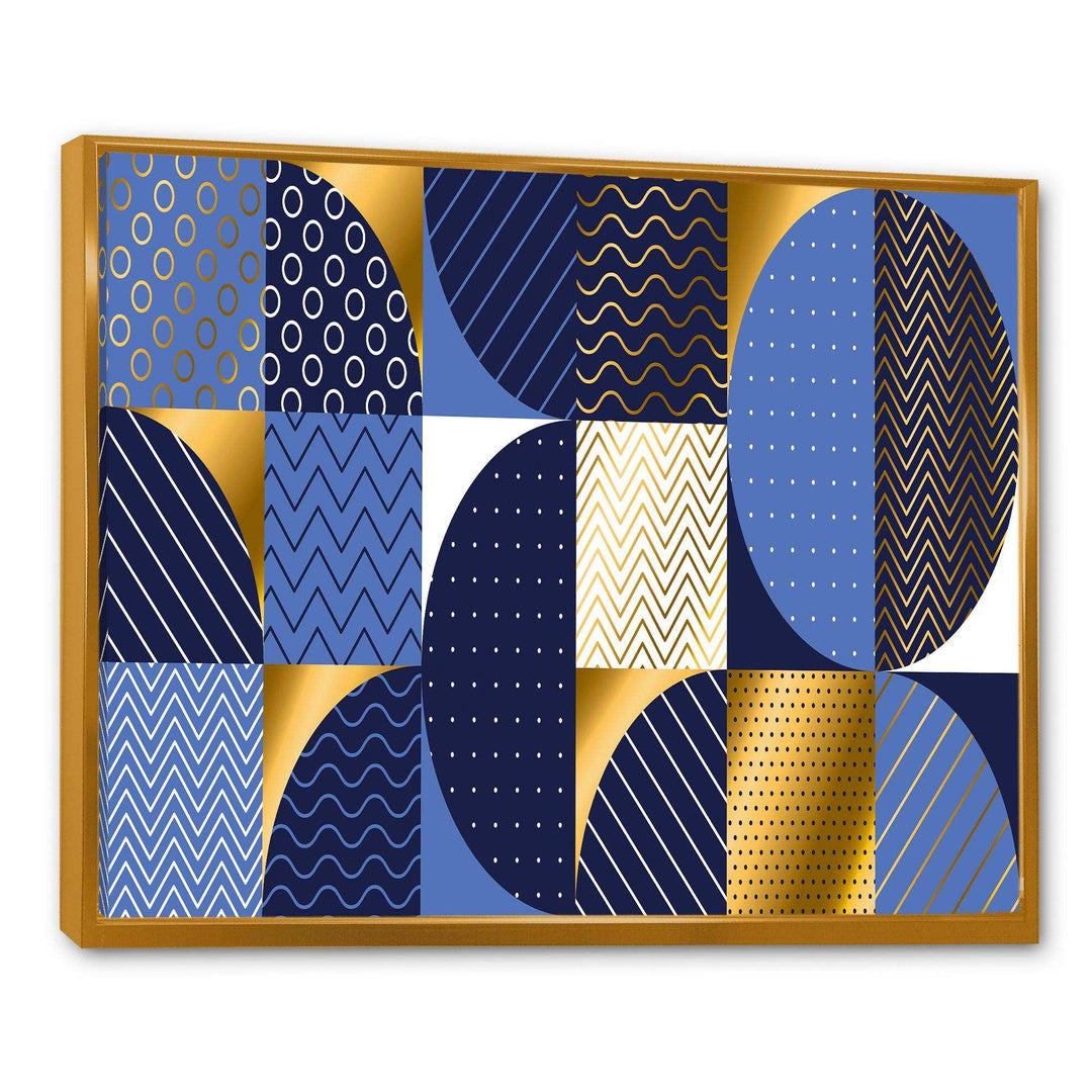 Retro Luxury Waves In Gold and Blue IV - Canvas Wall Art