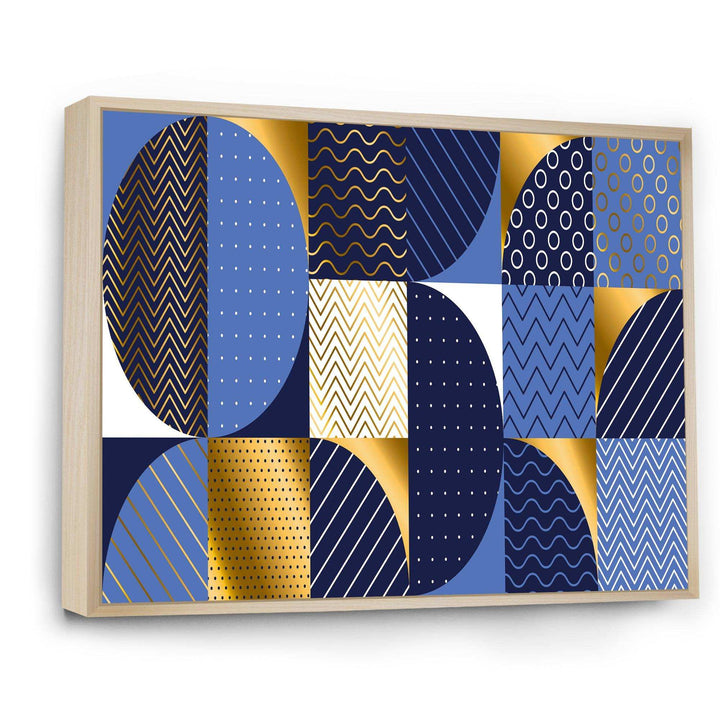 Retro Luxury Waves In Gold and Blue IV - Canvas Wall Art