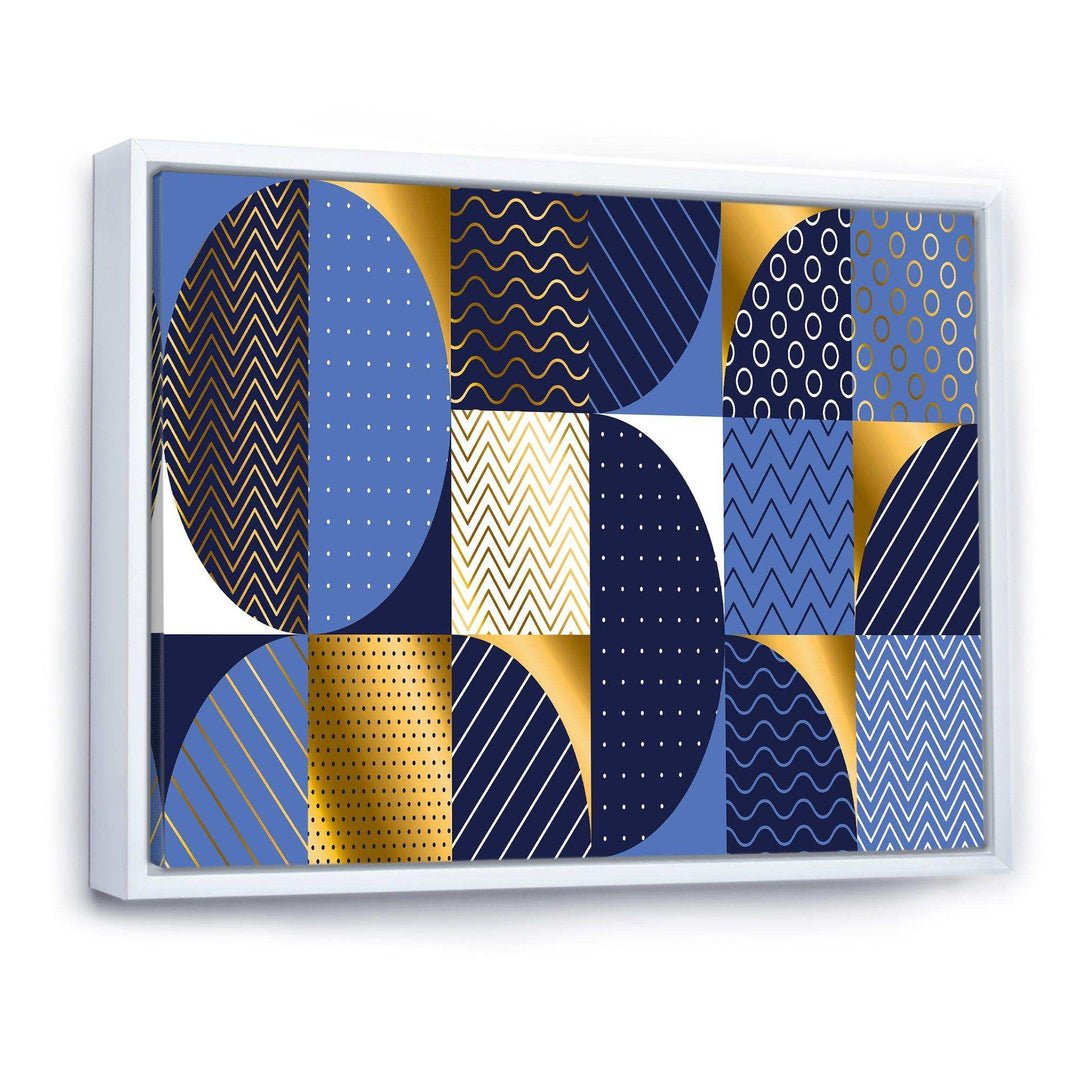 Retro Luxury Waves In Gold and Blue IV - Canvas Wall Art