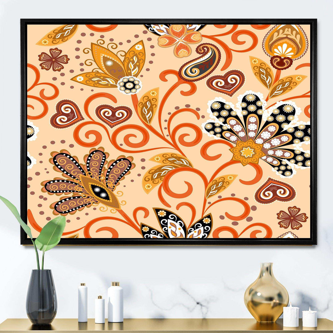 Retro Indian Floral Batik III - Bedroom Wall Art