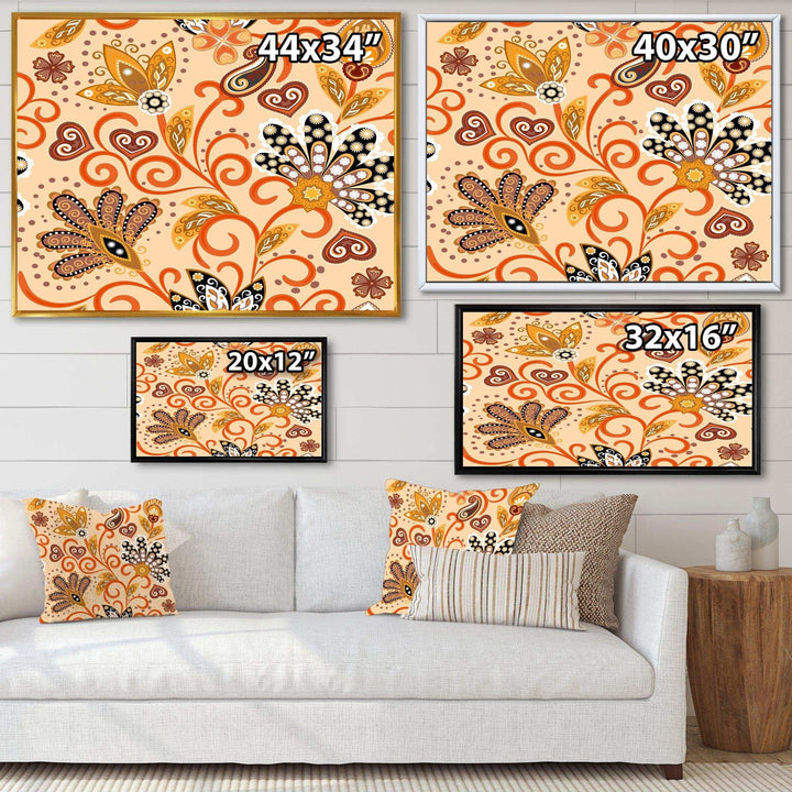 Retro Indian Floral Batik III - Bedroom Wall Art