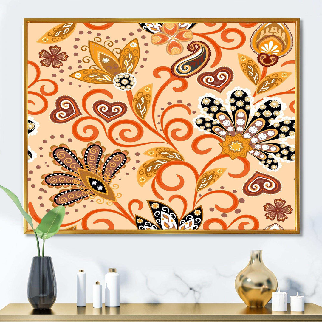 Retro Indian Floral Batik III - Bedroom Wall Art