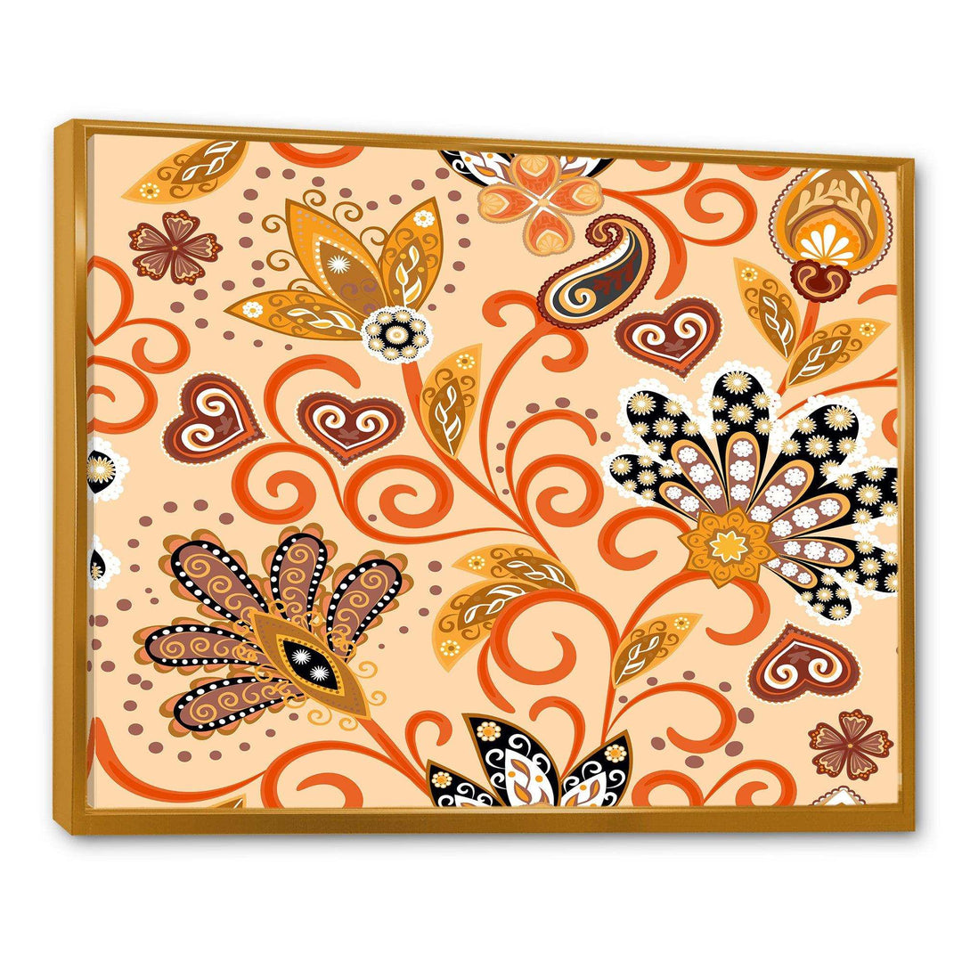 Retro Indian Floral Batik III - Bedroom Wall Art
