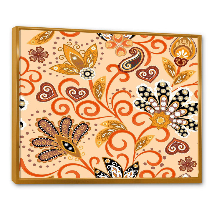 Retro Indian Floral Batik III - Bedroom Wall Art