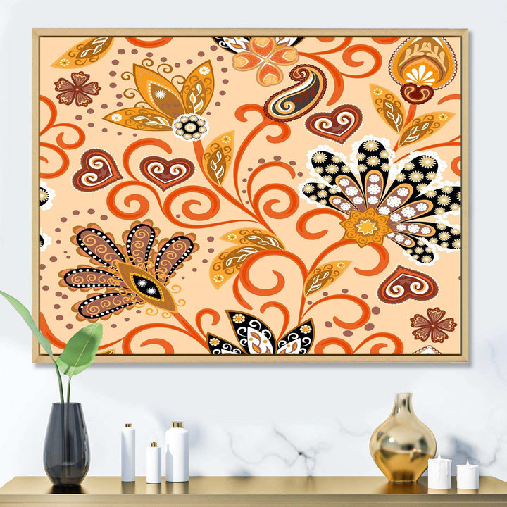 Retro Indian Floral Batik III - Bedroom Wall Art