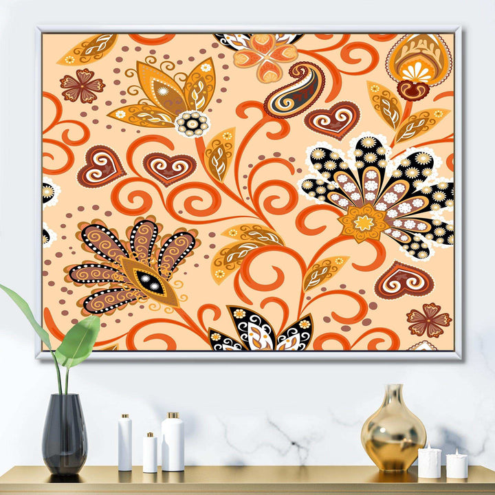 Retro Indian Floral Batik III - Bedroom Wall Art