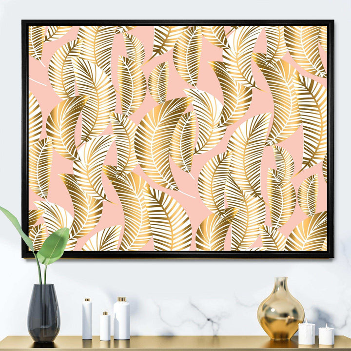 Golden Palm Leaves I - Living Room Wall Decor