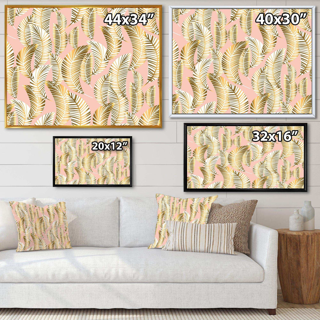 Golden Palm Leaves I - Living Room Wall Decor