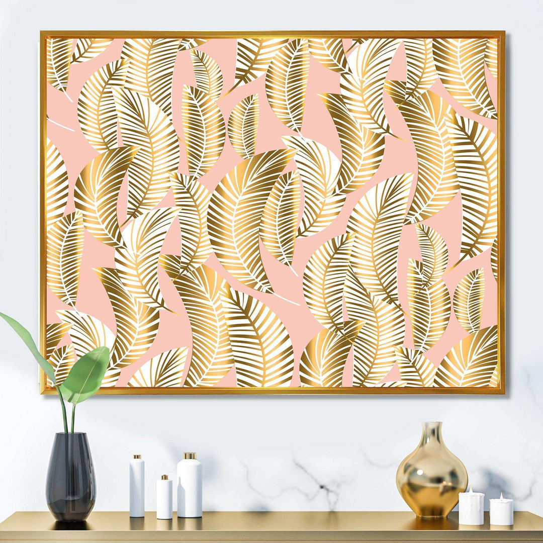 Golden Palm Leaves I - Living Room Wall Decor
