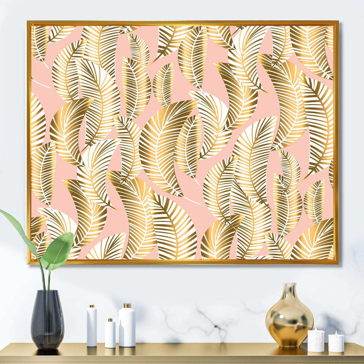 Golden Palm Leaves I - Living Room Wall Decor