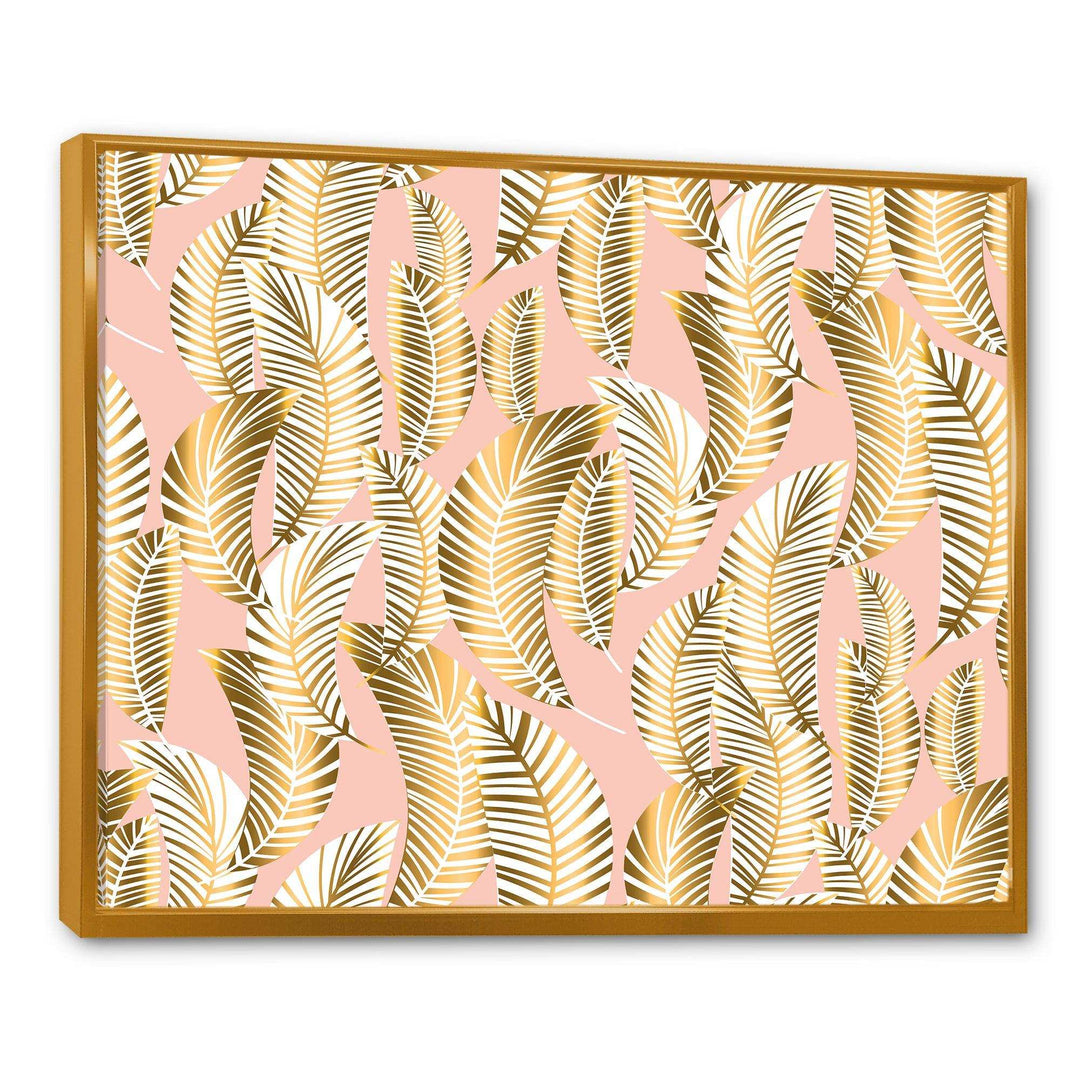 Golden Palm Leaves I - Living Room Wall Decor