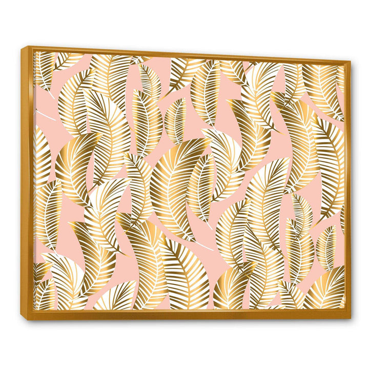 Golden Palm Leaves I - Living Room Wall Decor