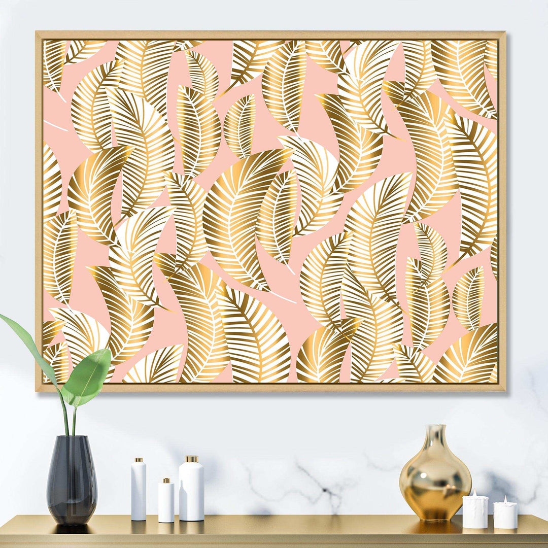 Golden Palm Leaves I - Living Room Wall Decor
