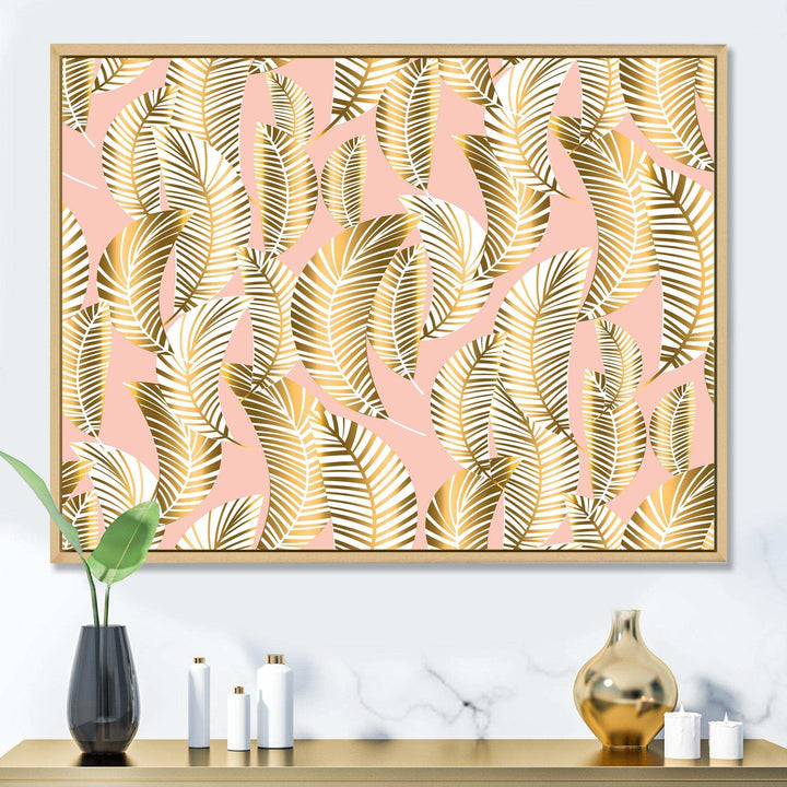 Golden Palm Leaves I - Living Room Wall Decor