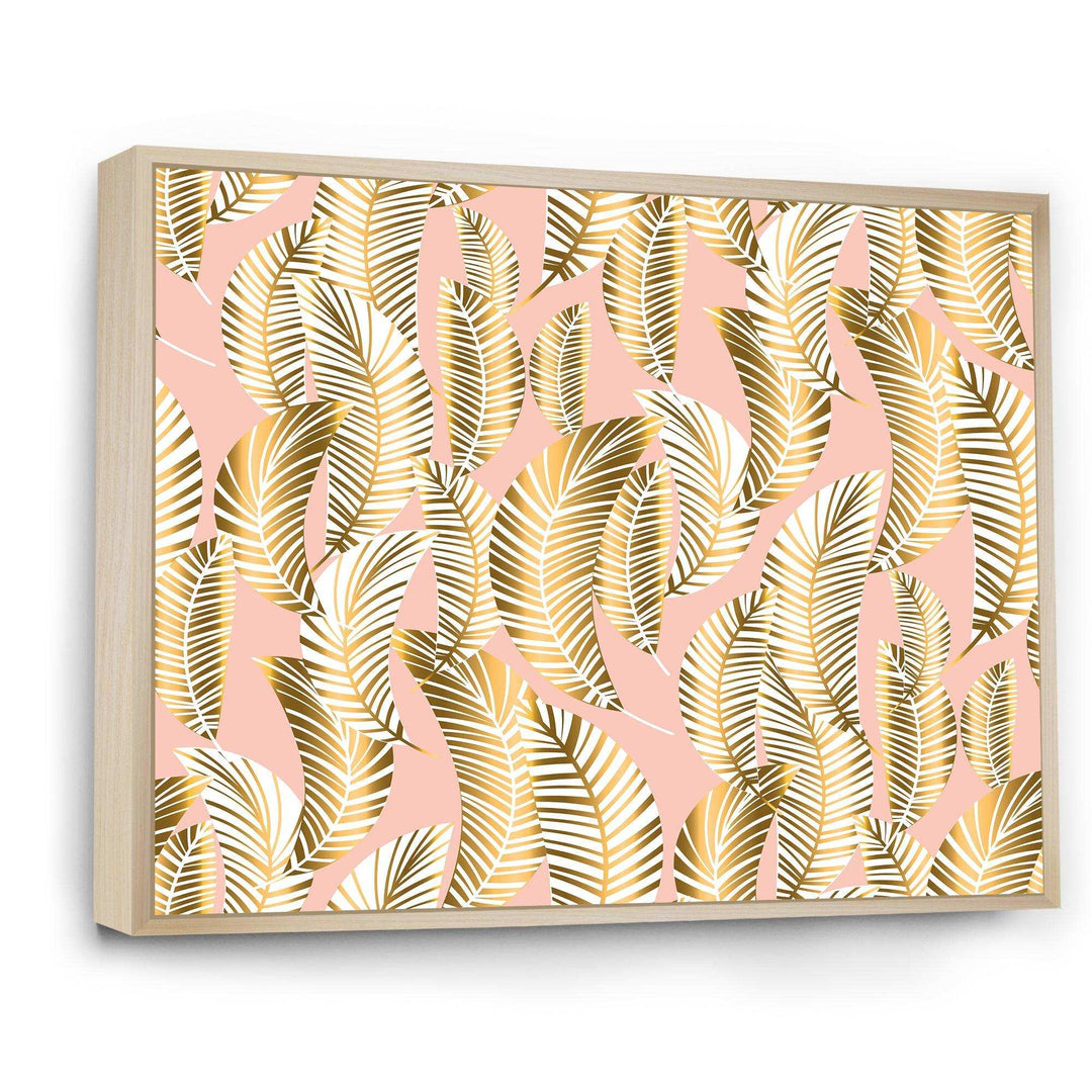 Golden Palm Leaves I - Living Room Wall Decor