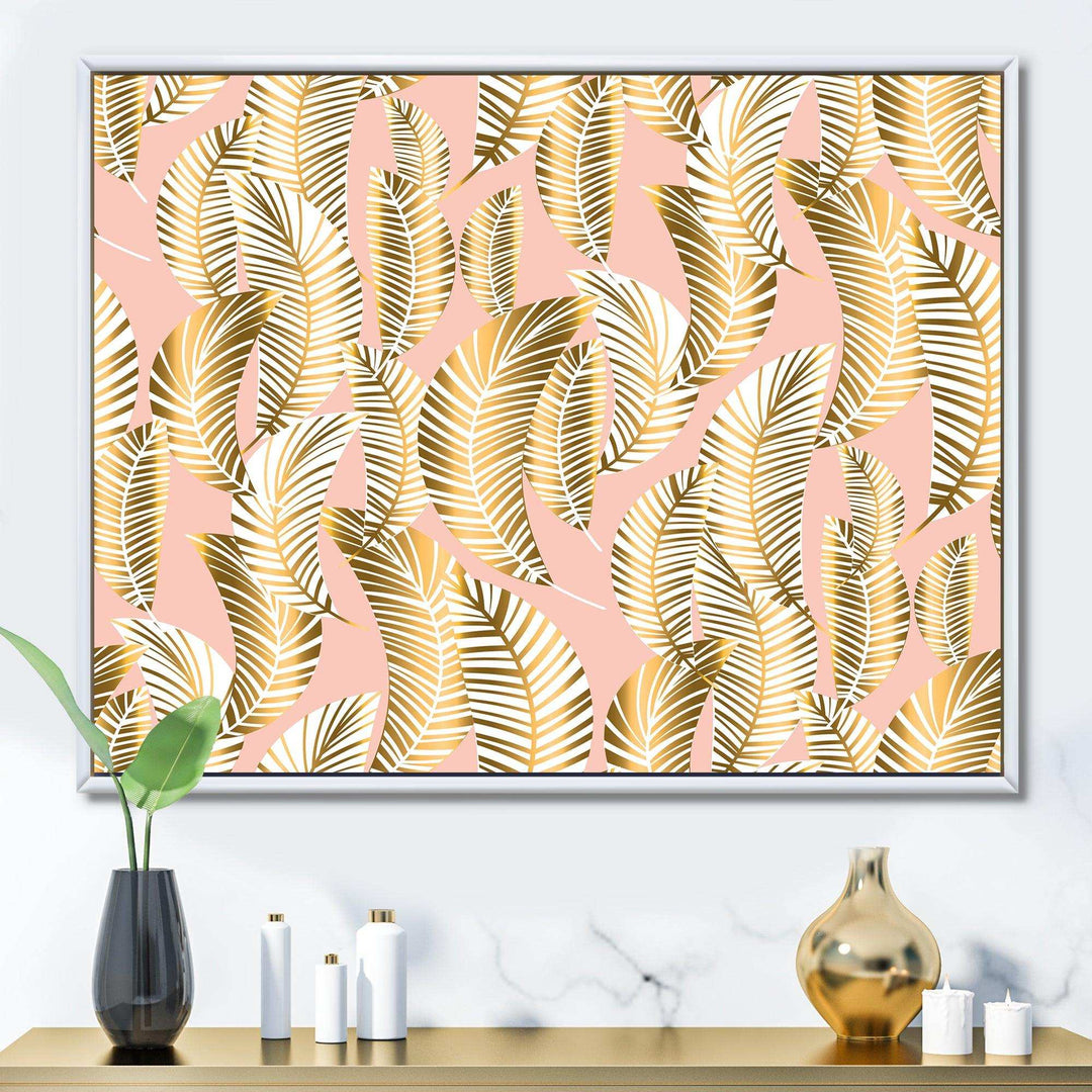 Golden Palm Leaves I - Living Room Wall Decor