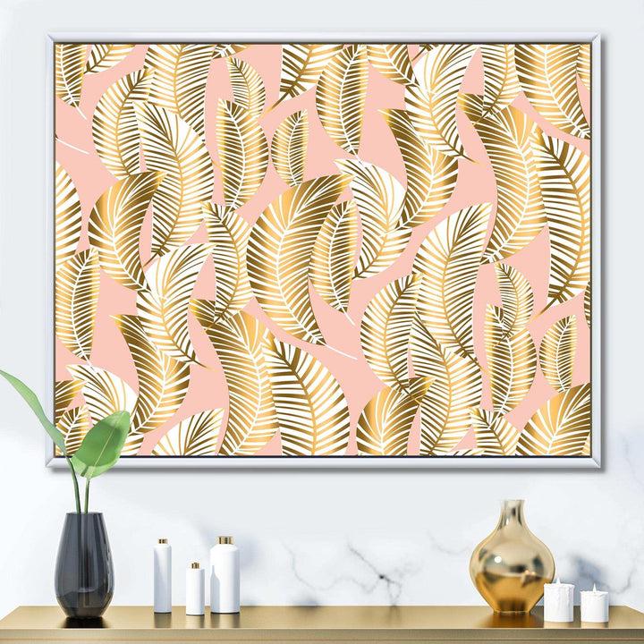 Golden Palm Leaves I - Living Room Wall Decor