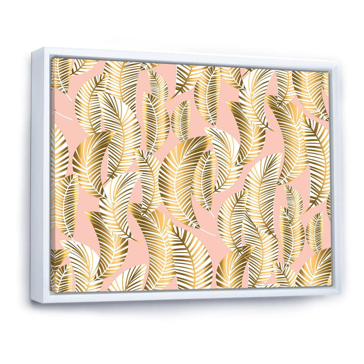 Golden Palm Leaves I - Living Room Wall Decor