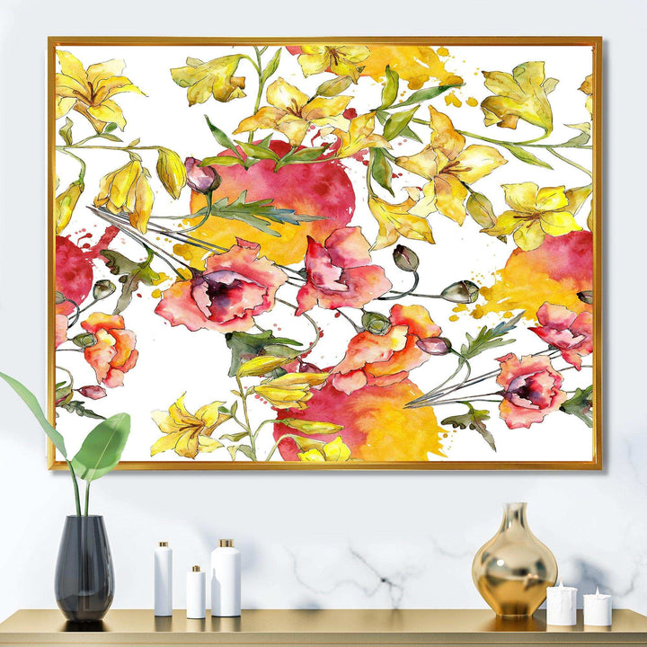 Retro Handdrawn Poppies IV