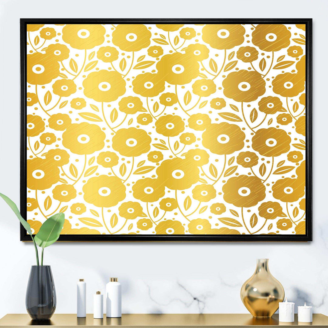 Golden Floral I - Living Room Wall Decor