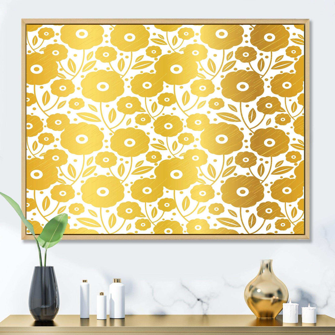 Golden Floral I - Living Room Wall Decor