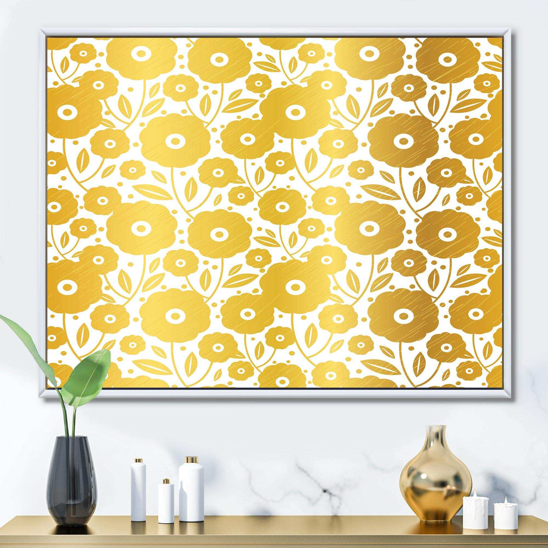 Golden Floral I - Living Room Wall Decor