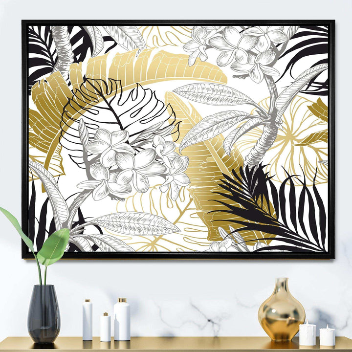 Golden Tropical Pattern I - Canvas Wall Art