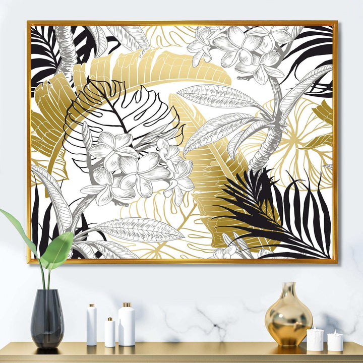 Golden Tropical Pattern I - Canvas Wall Art