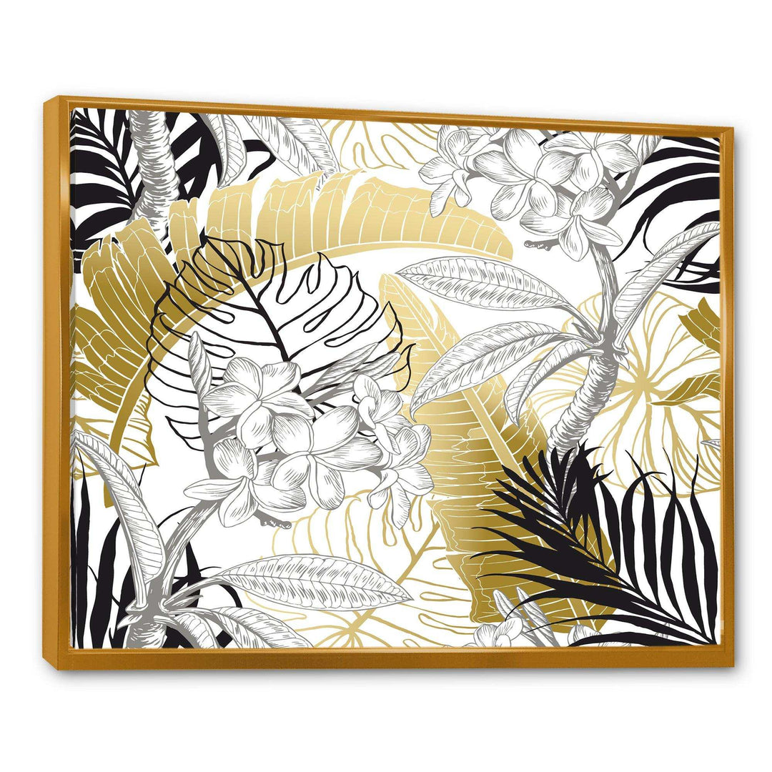 Golden Tropical Pattern I - Canvas Wall Art