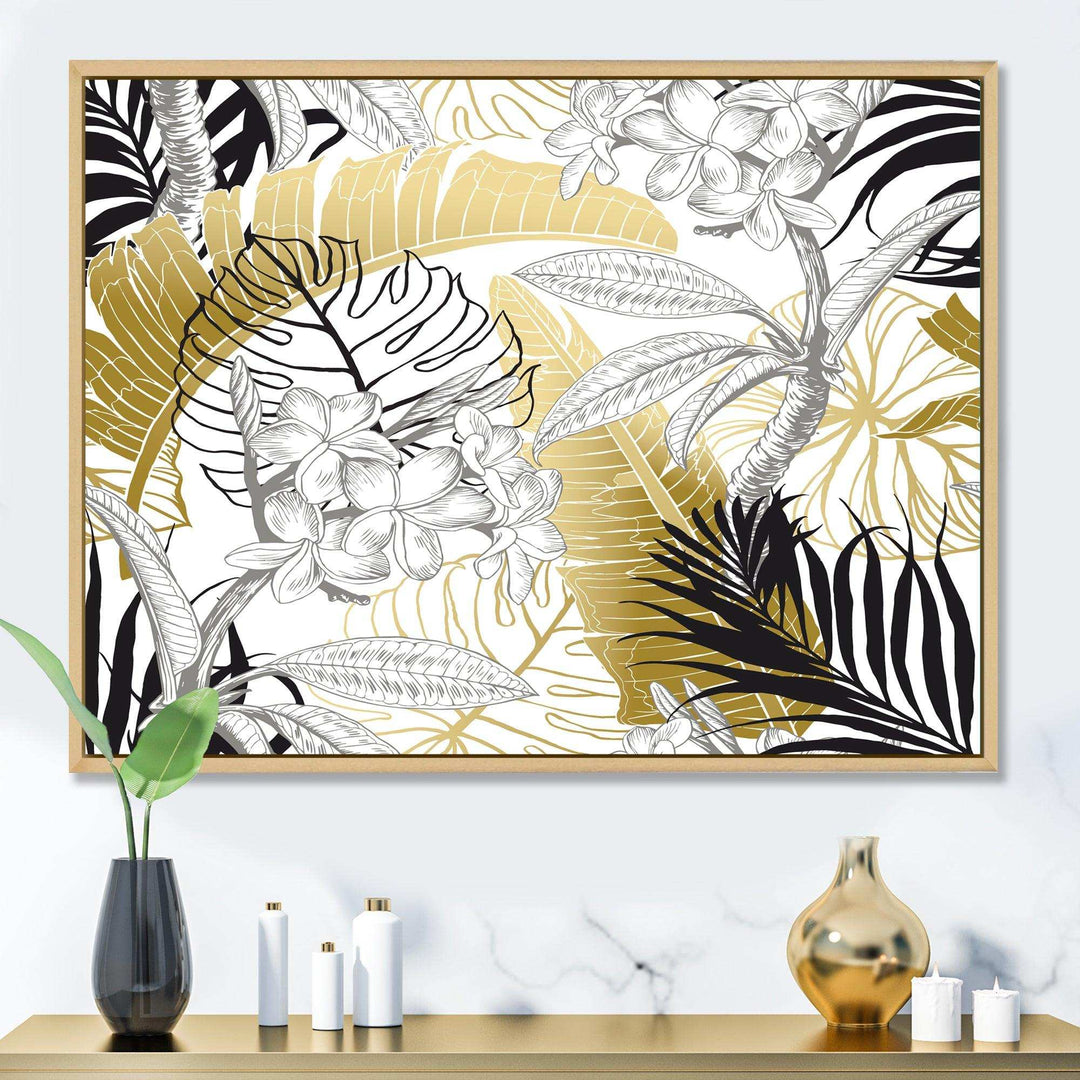 Golden Tropical Pattern I - Canvas Wall Art